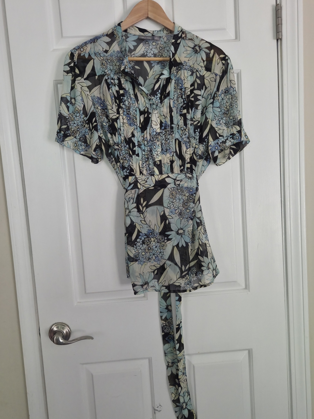 Apt. 9 Floral Tie-Waist Mini Dress in Blue and Black